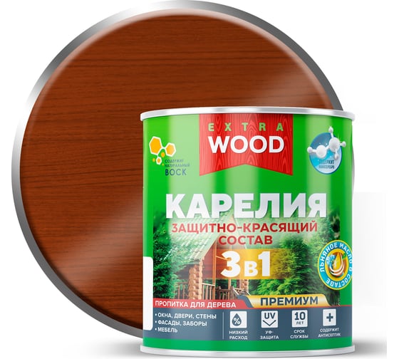 Изображение товара Защитно-красящий состав 3в1 Farbitex для древесины, груша, Карелия 0.75 л WOOD 4300016702