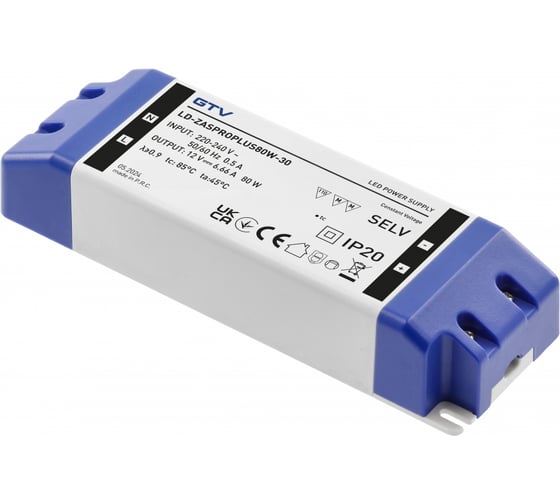 Изображение товара Блок питания для светодиодов GTV LED PRO+ 220/12V 80W IP 20 LD-ZASPROPLUS80W-30