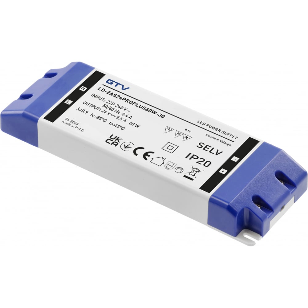 Изображение товара Блок питания для светодиодов GTV LED PRO+ 220/24V 60W IP 20 LD-ZAS24PROPLUS60W-30