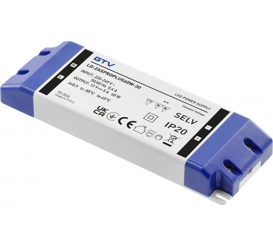 Изображение товара Блок питания для светодиодов GTV LED PRO+ 220/12V 60W IP 20 LD-ZASPROPLUS60W-30