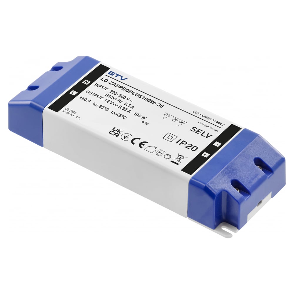 Изображение товара Блок питания для светодиодов GTV LED PRO+ 220/12V 100W IP 20 LD-ZASPROPLUS100W-30