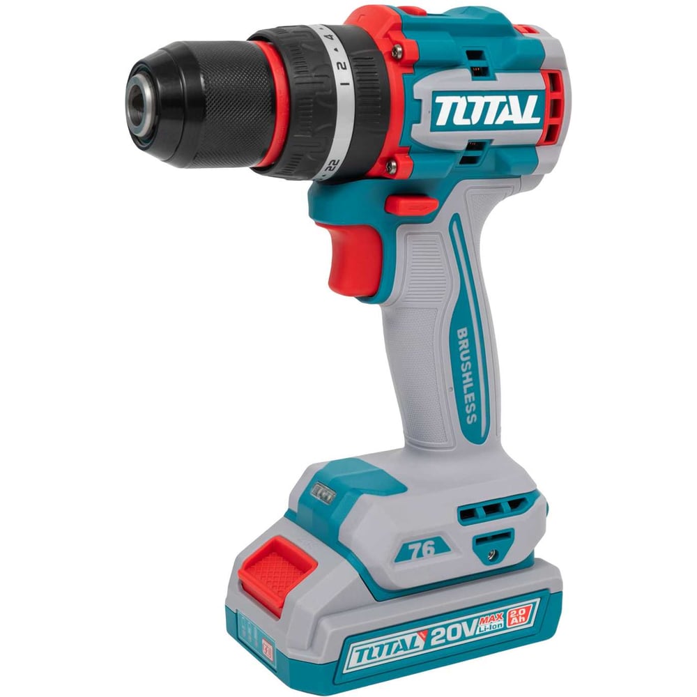 Изображение товара Аккумуляторная компактная бесщеточная ударная дрель-шуруповерт TOTAL 76 Нм TIDLI20768