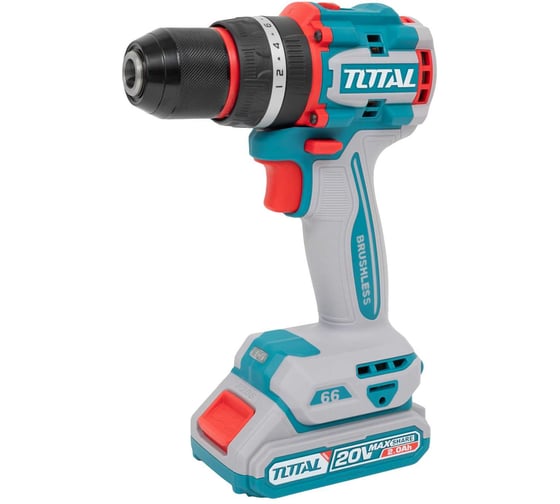 Изображение товара Аккумуляторная компактная бесщеточная ударная дрель-шуруповерт TOTAL TIDLI20668