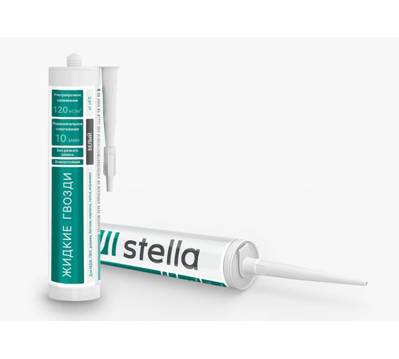 Изображение товара Жидкие гвозди универсальные STELLA белый, 120 кг на м.кв., 12 шт. в упак ЦБ-00013210
