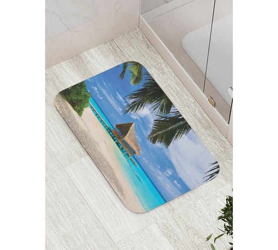 Изображение товара Коврик противоскользящий JoyArty "Домик на пляже" для ванной, сауны, бассейна, bath_12486