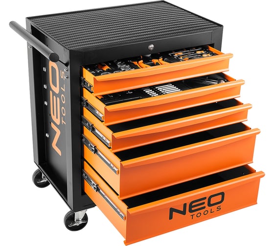 Изображение товара Шкаф для мастерской, 5 ящиков + 117 инструментов. NEO Tools 84-214-6