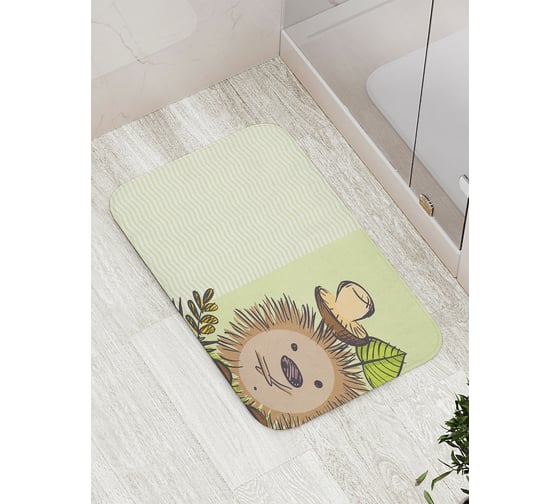 Изображение товара Коврик противоскользящий JoyArty "Осторожный ежик с грибом" для ванной, сауны, бассейна, bath_15984