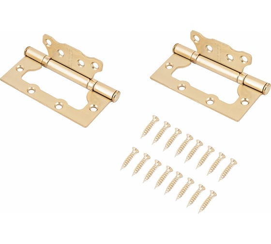 Изображение товара Накладная петля без врезки Аллюр (100х75 мм; 2.5 мм; матовая латунь; 2 шт) 7501