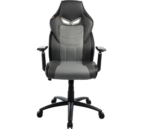 Изображение товара Кресло игровое Filum пластиковая крестовина, спинка/сиденье экокожа, подлокотники с регулировкой по высоте, элементы из хрома, черно-серое FL-CH-G-040