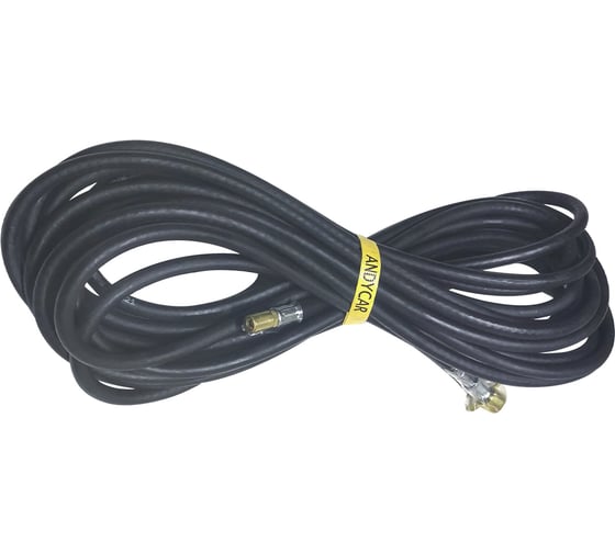 Изображение товара Шланг Andycar 06 метров пневматический прямой резиновый с фитингами барашек штуцер с клап D6мм 10 атм HP-0600