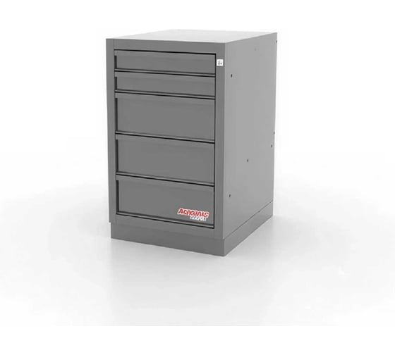 Изображение товара Тумба верстачная с 5 ящиками с напр. на развернутом подшипнике 600x500x820мм - серый FERRUM 01.405L-9007