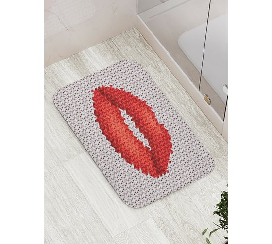 Изображение товара Коврик противоскользящий JoyArty "Плетеные губы" для ванной, сауны, бассейна, bath_17538