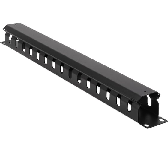 Изображение товара Организатор кабельный горизонтальный с крышкой ONTEK крепление 19 1U, глубиной 45мм, металл, черный RAL 9005 CO1UI/45-9005