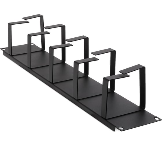 Изображение товара Организатор кабельный горизонтальный ONTEK крепление 19 2U, 5 колец глубиной 85мм, металл, черный RAL 9005 CO2U5/85-9005