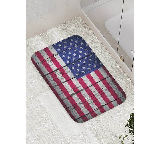 Изображение товара Коврик противоскользящий JoyArty "Флаг США на старых досках" для ванной, сауны, бассейна, bath_10164