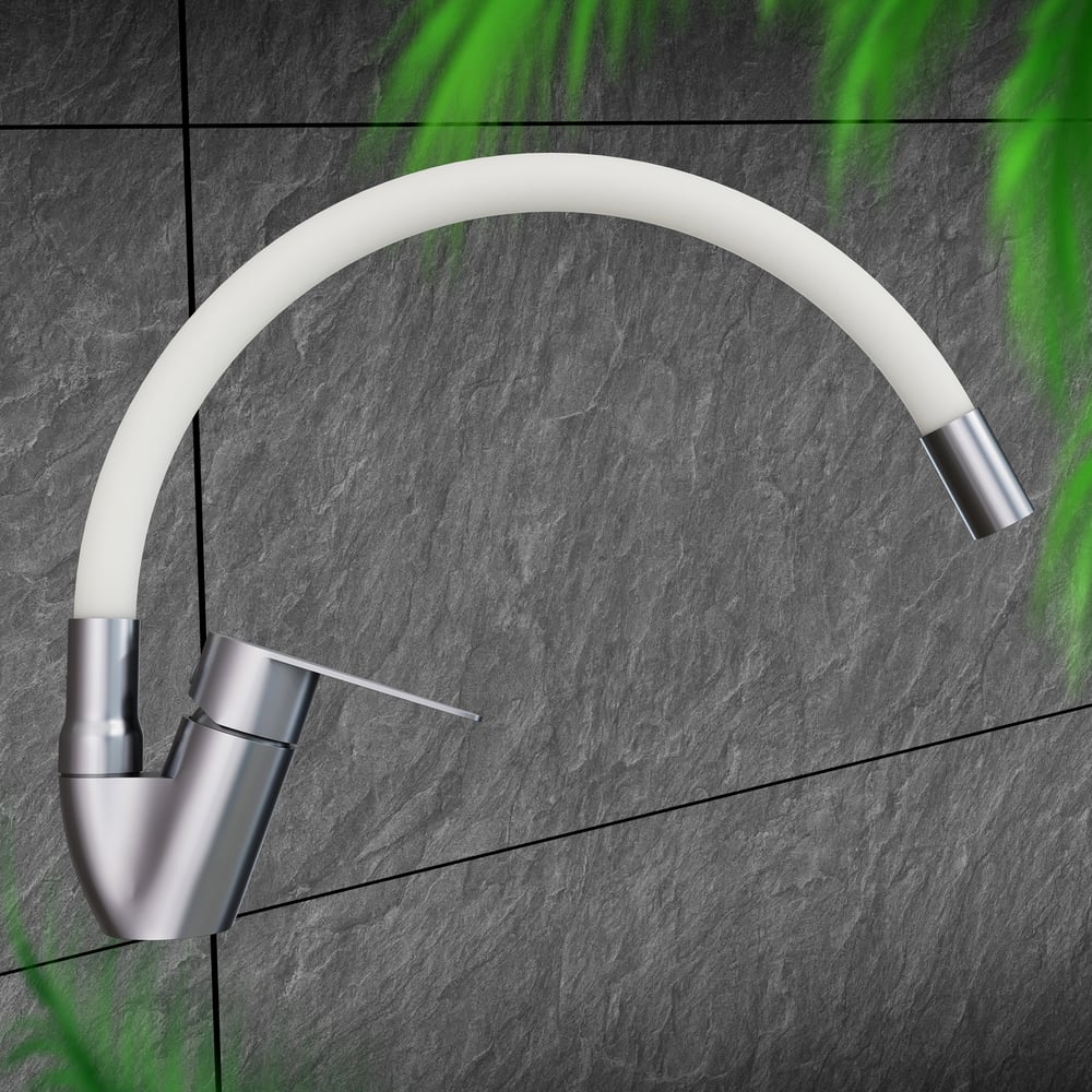 Изображение товара Смеситель для кухни с гибким изливом ZARATSU Z-SK-W-02 белый современный