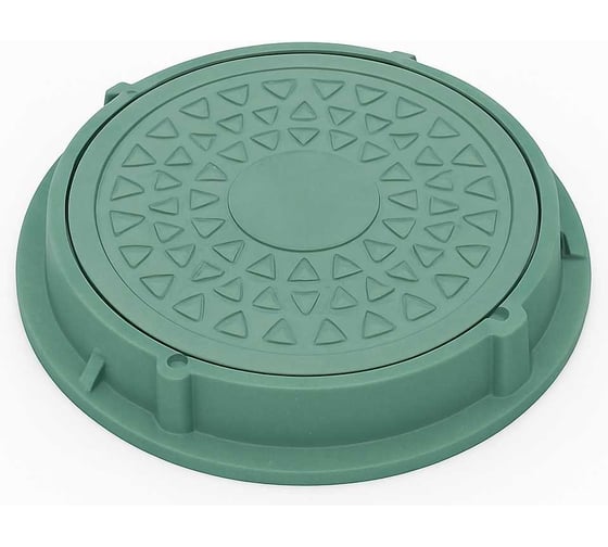 Изображение товара Люк садовый круглый полимерно-песчаный 1,5т зелёный лёгкий и прочный для защиты инженерных колодцев Millennium УТ000011370