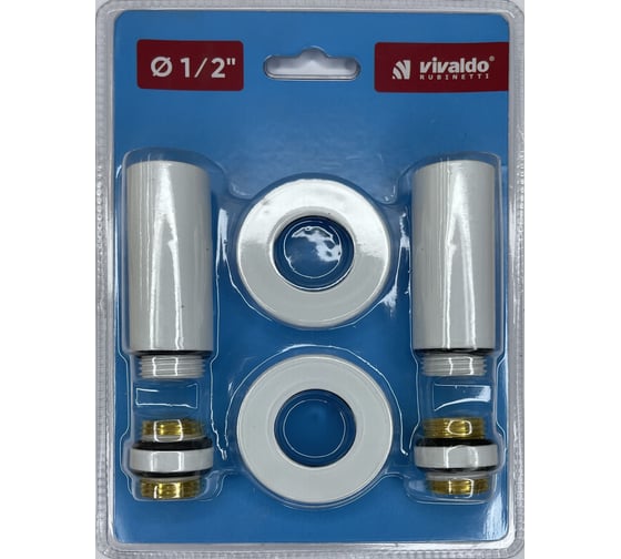 Изображение товара Удлинители белые VIVALDO с резьбой по всей длине 1/2РВ-РН L60мм с чашками SRE-WH