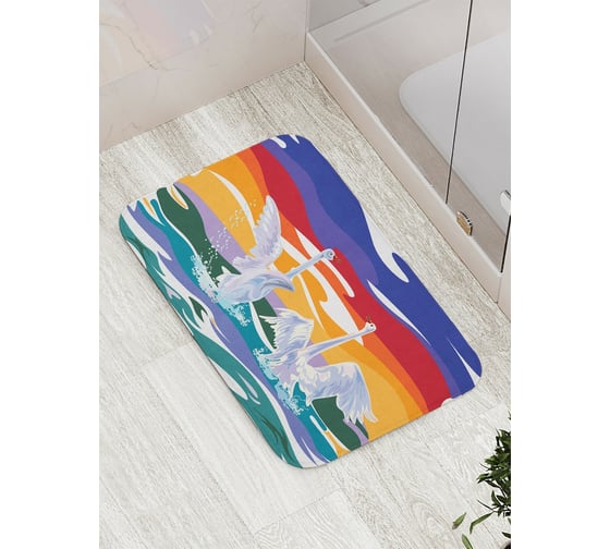 Изображение товара Коврик противоскользящий JoyArty "Лебеди взлетают" для ванной, сауны, бассейна, bath_19060
