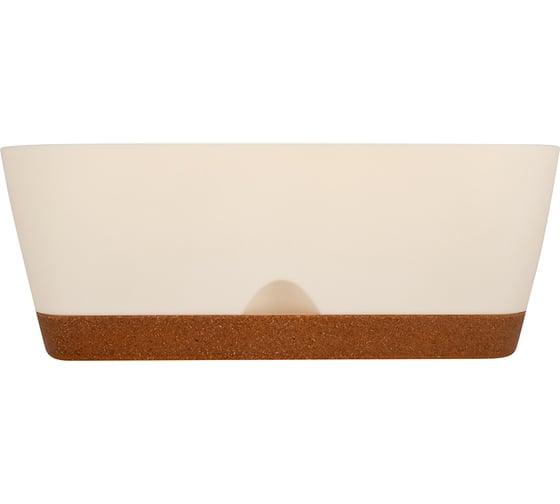 Изображение товара Горшок для суккулентов Wood, овальный, 25 см, сливочный/бук INGREEN 278901