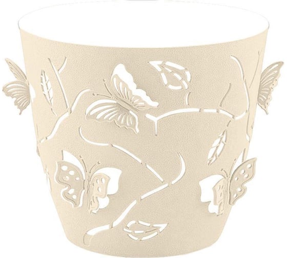 Изображение товара Горшок для цветов PLAST TEAM Butterflies, 1,4 л, молочный туман 256255
