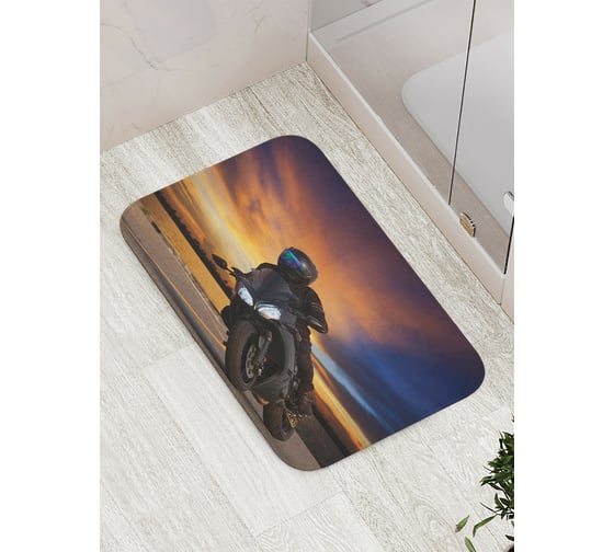 Изображение товара Коврик противоскользящий JoyArty "Мотоциклист под небом" для ванной, сауны, бассейна, bath_378898