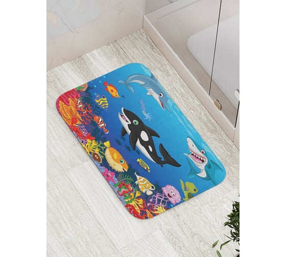 Изображение товара Коврик противоскользящий JoyArty "Вечеринка на морском дне" для ванной, сауны, бассейна, bath_378832