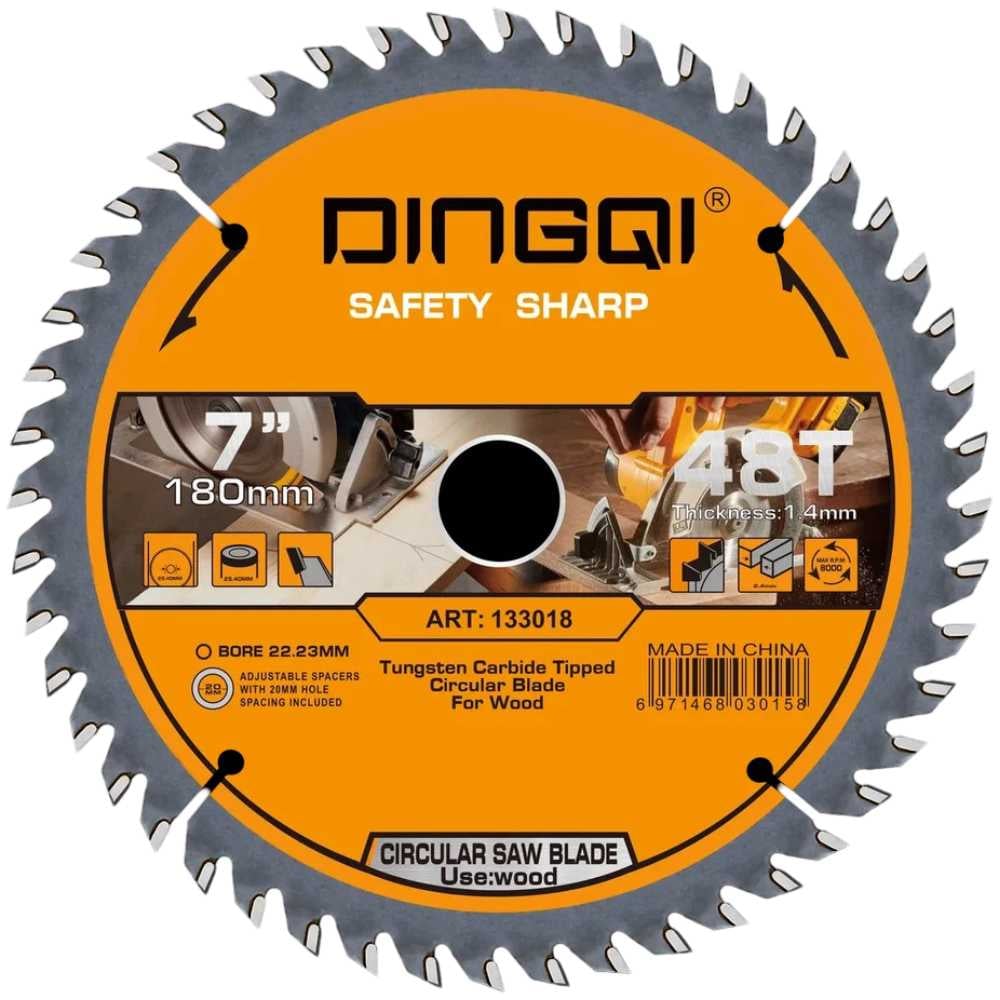 Изображение товара Пильный диск по дереву DINGQI СТАНДАРТ 180x22.2 мм 48 зубьев быстрое резание