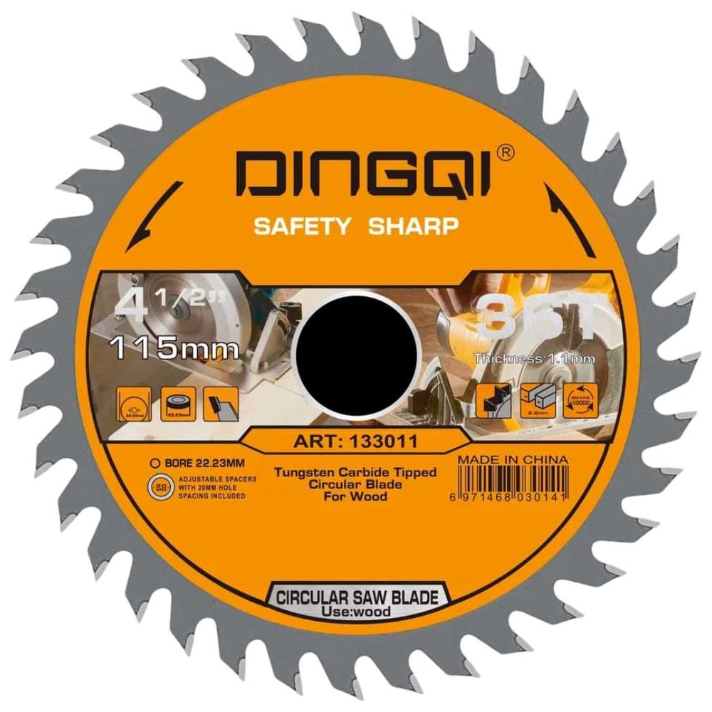 Изображение товара Диск пильный DINGQI СТАНДАРТ 115x22.2 мм для дерева