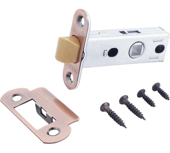 Изображение товара Защелка Аллюр L45-8-PR18 AC (старая медь; пластик; овальная торцевая планка 18 мм; без ручек) 11740