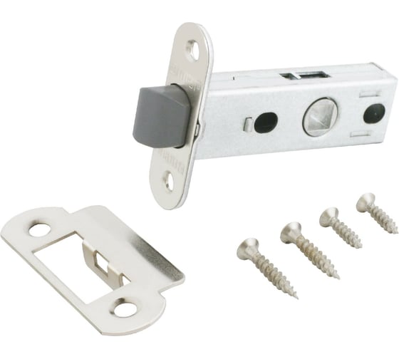 Изображение товара Защелка Аллюр (матовый никель; пластик; овальная торцевая планка 18 мм; без ручек) 11742