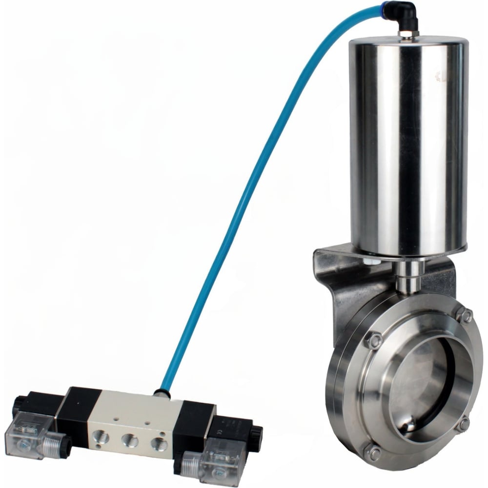 Затвор дисковый DN.ru 304-304-Sil-2W-W-H Ду50 Ру10 пищ.нерж.сталь, пн.привод, пн.распр. D050-73154