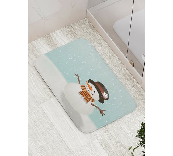 Изображение товара Коврик противоскользящий JoyArty "Настроение снеговика" для ванной, сауны, бассейна, bath_4547