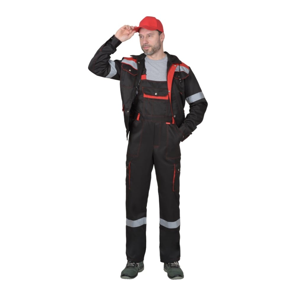 Изображение товара Костюм СИРИУС ТИТАН-Р: куртка кор., п/комб. черный с красным с СОП р.112-116/182-188 66697-р