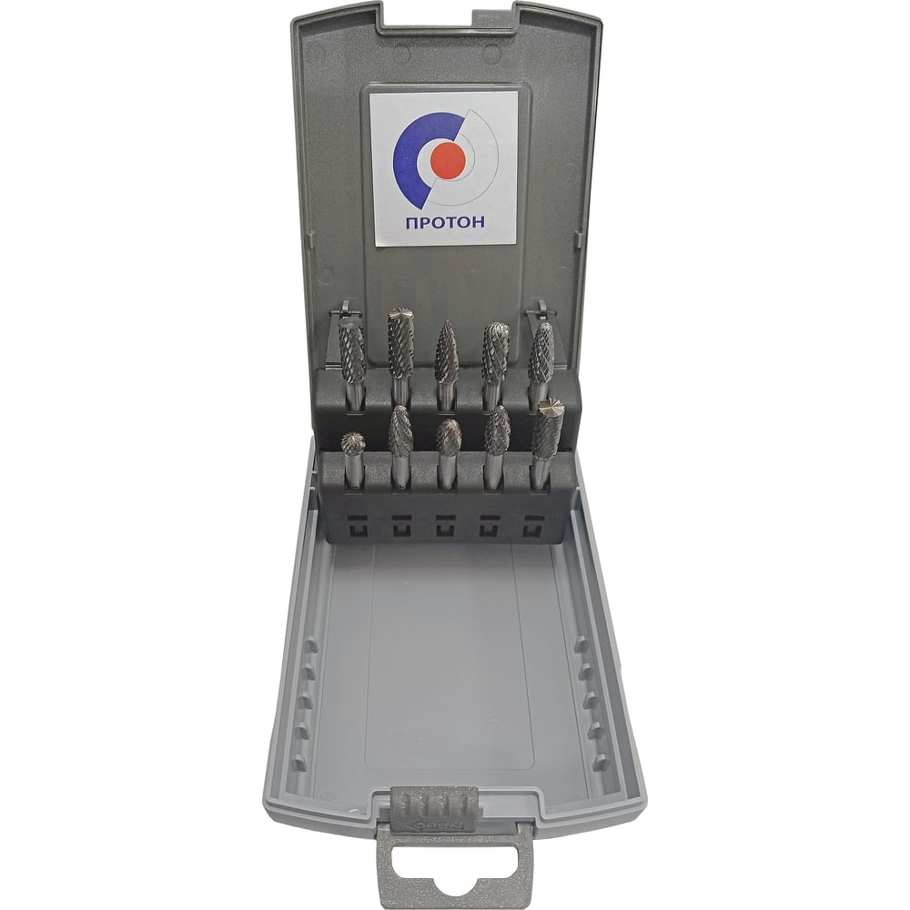 Изображение товара Набор бор-фрез PROTON из 10 шт для металлообработки диаметр 8 мм Изображение товара Набор бор-фрез PROTON из 10 шт для металлообработки диаметр 8 мм