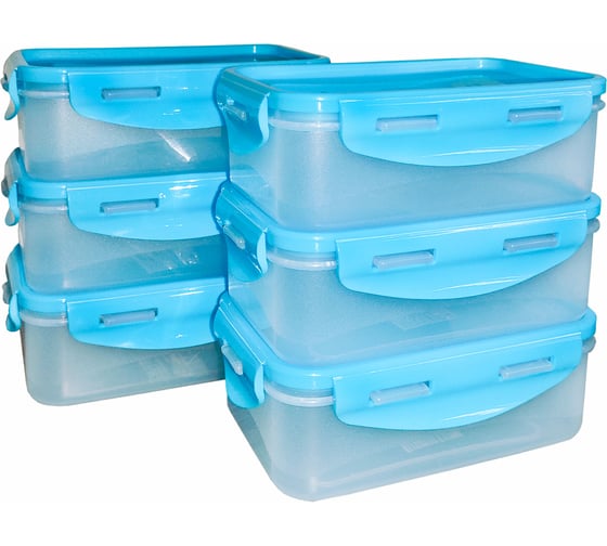 Изображение товара Контейнер с крышкой ООО "ТД "ДИМПЛАСТ" 0,5л, прямоугольный, 6 шт 4627186967444