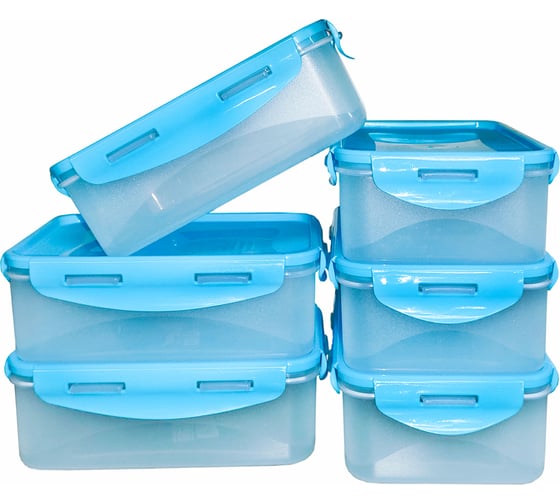 Изображение товара Контейнер с крышкой ООО "ТД "ДИМПЛАСТ" 1л, прямоугольный, 6 шт. 4627186967451