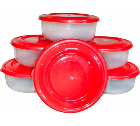 Изображение товара Контейнер с крышкой ООО "ТД "ДИМПЛАСТ" круглый, 1 л, 6 шт. 4623720707453