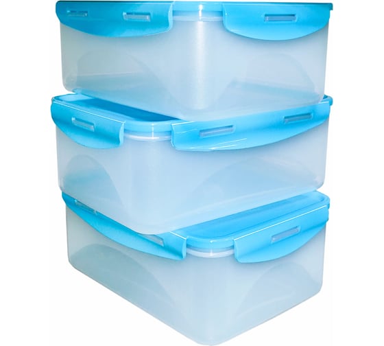 Изображение товара Контейнер с крышкой ООО "ТД "ДИМПЛАСТ" 2,5л, прямоугольный, 3 шт 4627186967475