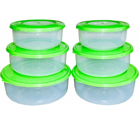 Изображение товара Набор контейнеров из 3-х шт с крышкой ООО "ТД "ДИМПЛАСТ" круглый, 0,5л,1л,1,5л, 2 шт. 4627116923229