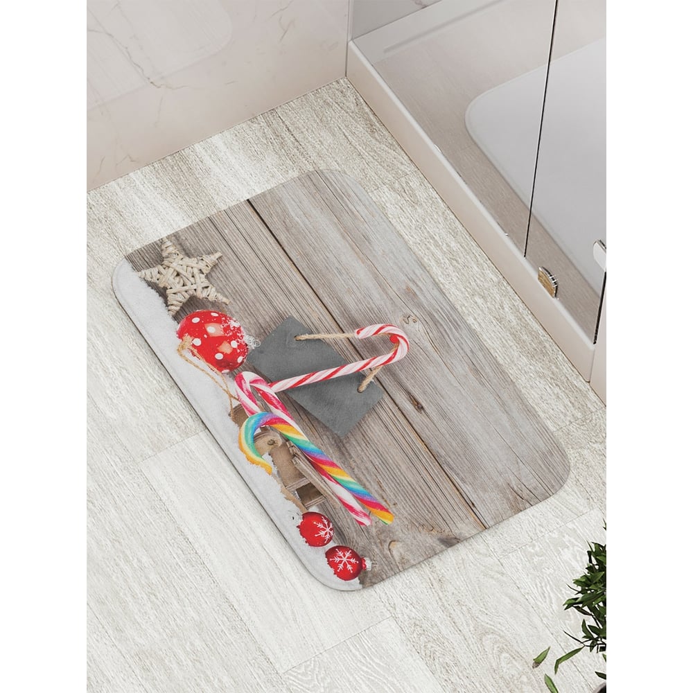 Противоскользящий коврик для ванной, сауны, бассейна JOYARTY новогодний шар с игрушкой
