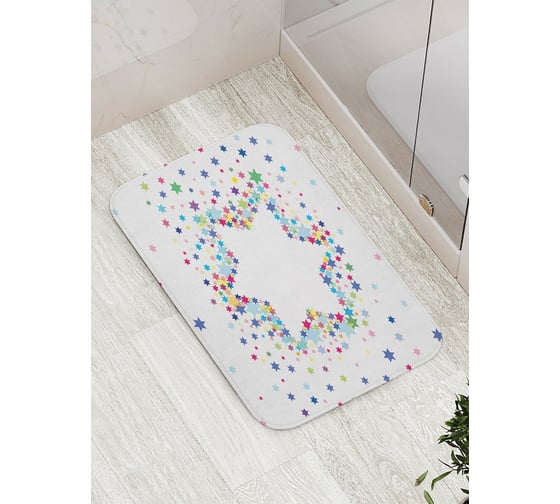 Изображение товара Коврик противоскользящий JoyArty "Звезда Давида в разноцветных снежинках" для ванной, сауны, бассейна, bath_5862