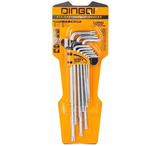 Изображение товара Набор средних шестигранных ключей DINGQI TORX ключей 9 шт 17124A