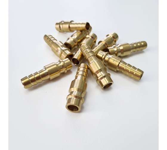 Изображение товара Штуцер быстроразъёмный латунный БРС с выходом под шланг 8 мм, 10 шт Профитт 9277772