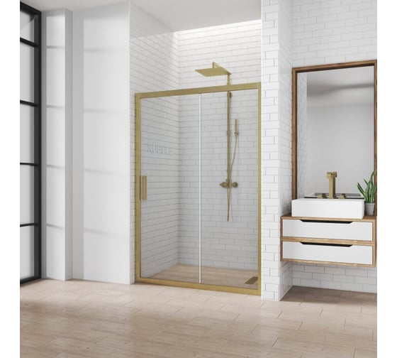 Изображение товара Дверь в душевую нишу GuteWetter GWMPKB019D2 175x200 см, цвет фурнитуры бронзовый, цвет стекла бесцветный, стекло закаленное 6 мм, открывание двери левое/правое 4698031171514