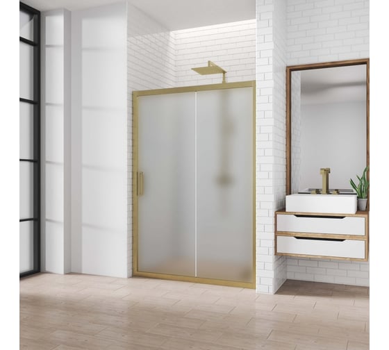 Изображение товара Дверь в душевую нишу GuteWetter GWMPKB019D2 145x200 см, цвет фурнитуры бронзовый, цвет стекла матовый, стекло закаленное 6 мм, открывание двери левое/правое 4698031171644