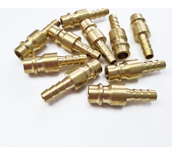Изображение товара Штуцер быстроразъёмный латунный БРС с выходом под шланг 6 мм, 10 шт Профитт 9277758