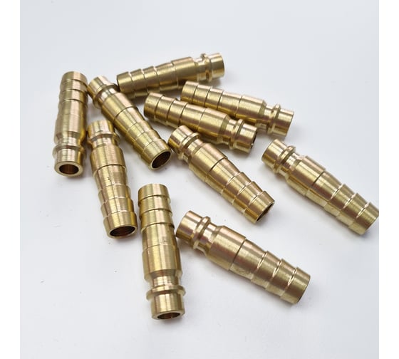 Изображение товара Штуцер быстроразъёмный латунный БРС с выходом под шланг 10 мм, 10 шт Профитт 9277796