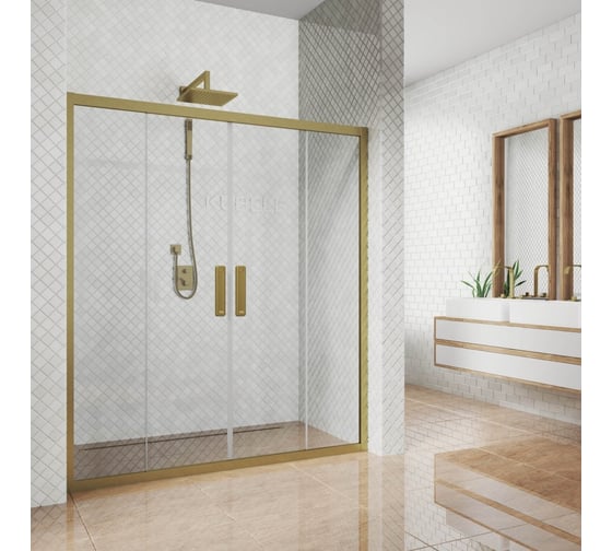 Изображение товара Дверь в душевую нишу GuteWetter GWMPKB019D4 215x200 см, цвет фурнитуры бронзовый, цвет стекла бесцветный, стекло закаленное 6 мм, открывание двери левое / правое 4698031175109