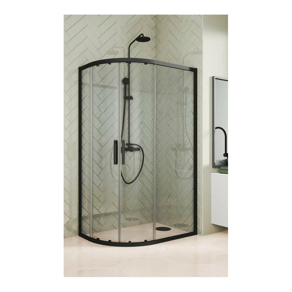 Изображение товара Душевой уголок GuteWetter GWMPKB018RB 105x80x200 см закаленное стекло черный профиль